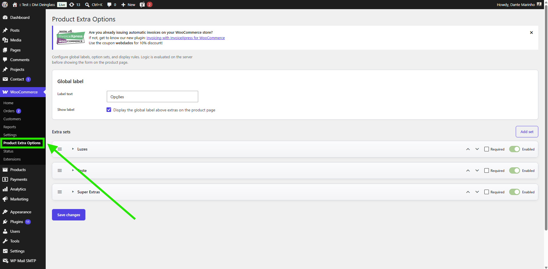 Location oft the plugin menu