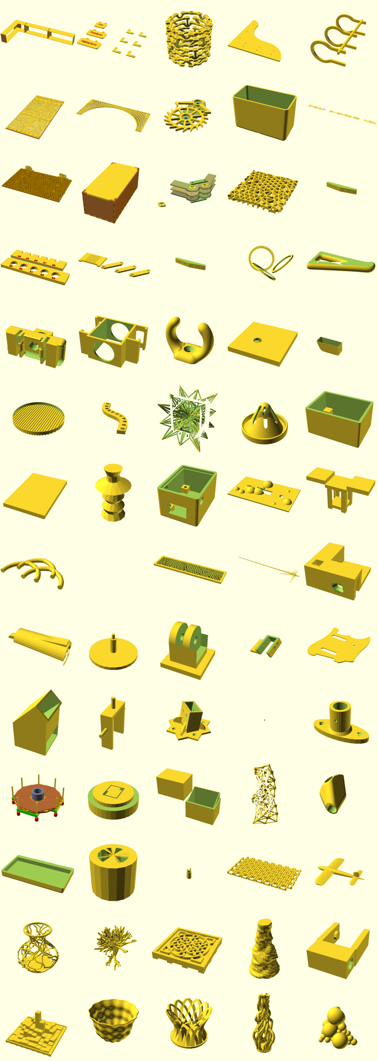 Grid of 3D printed objects