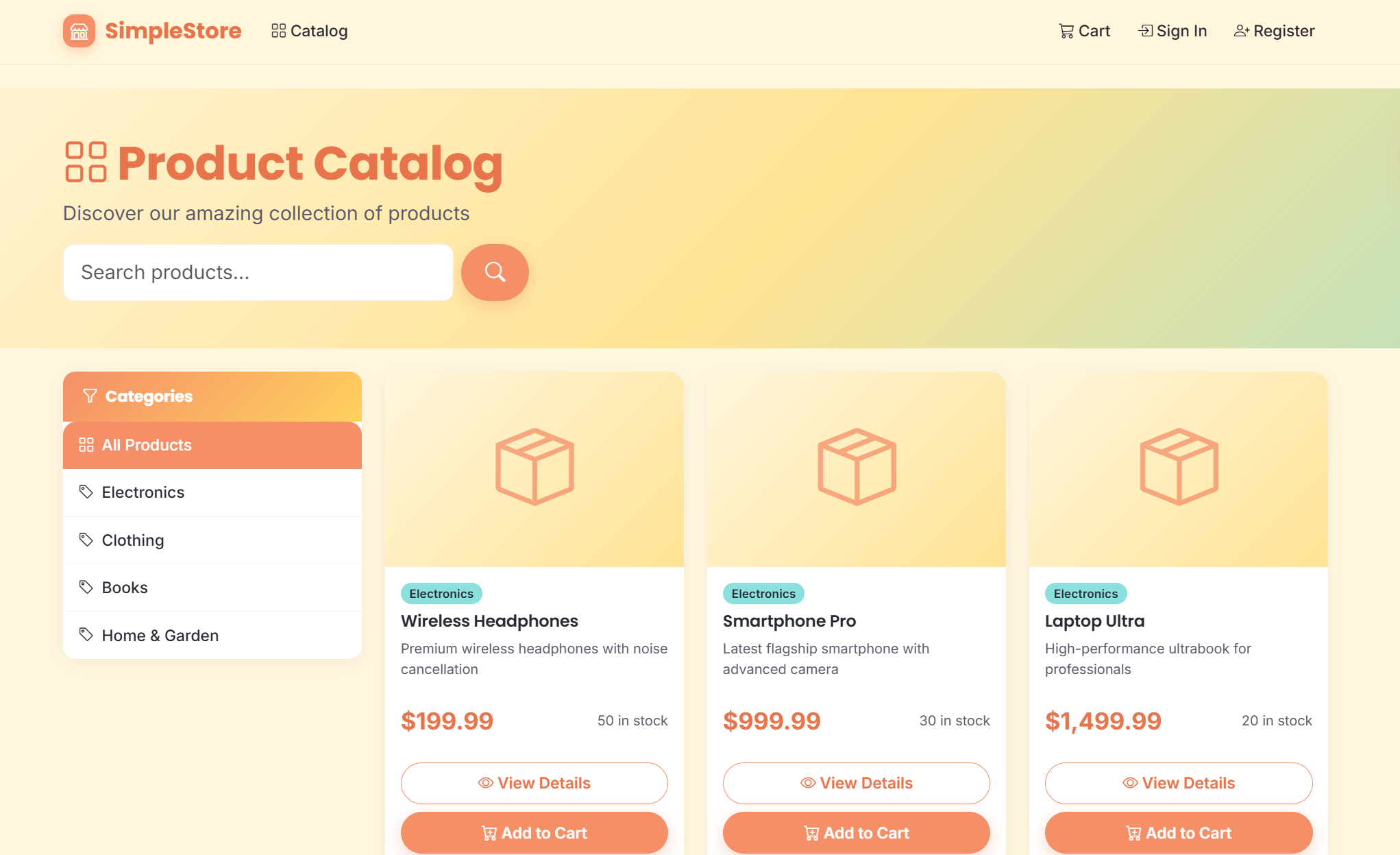 SimpleStore Frontend