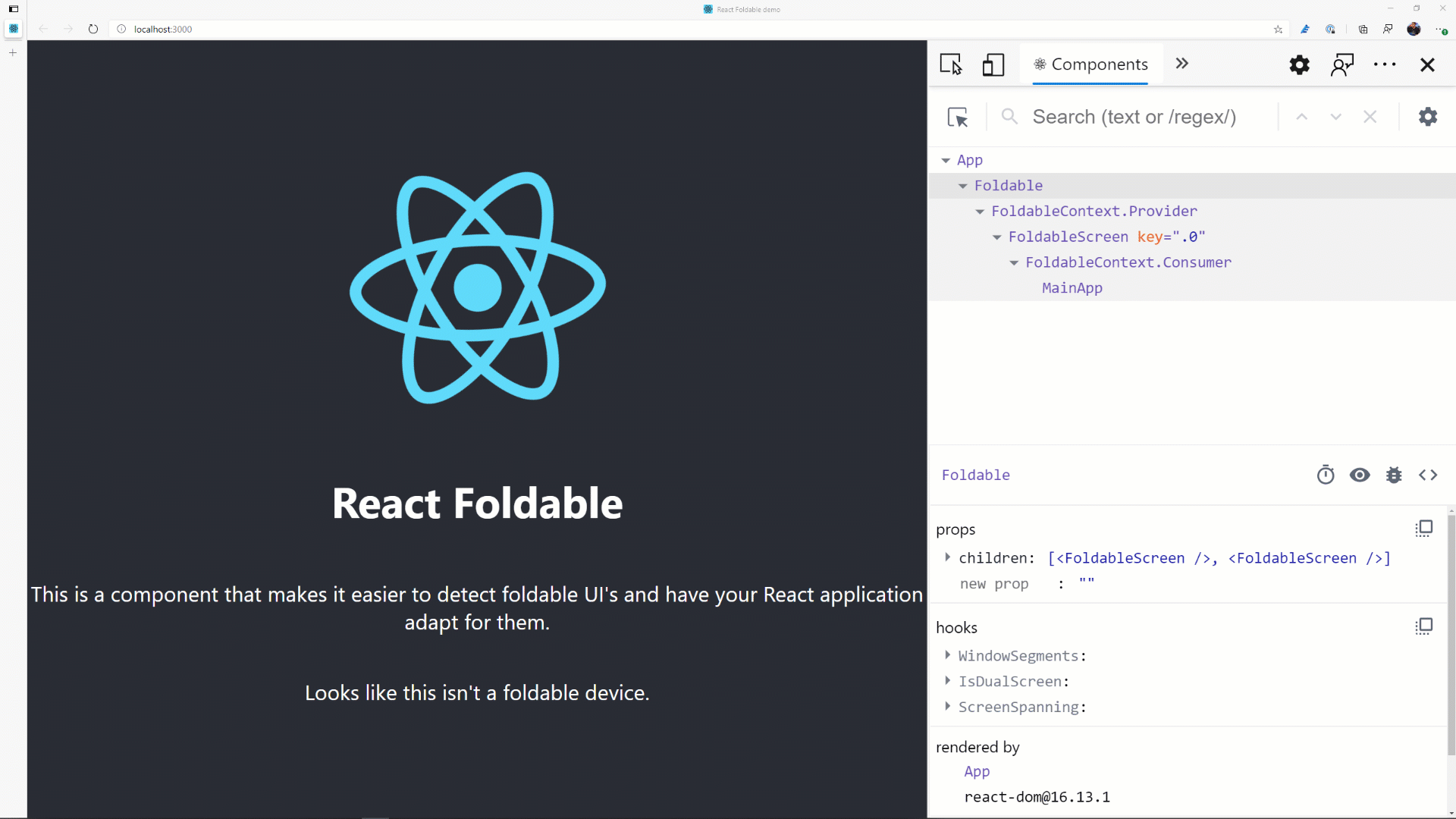 React-Foldable in action
