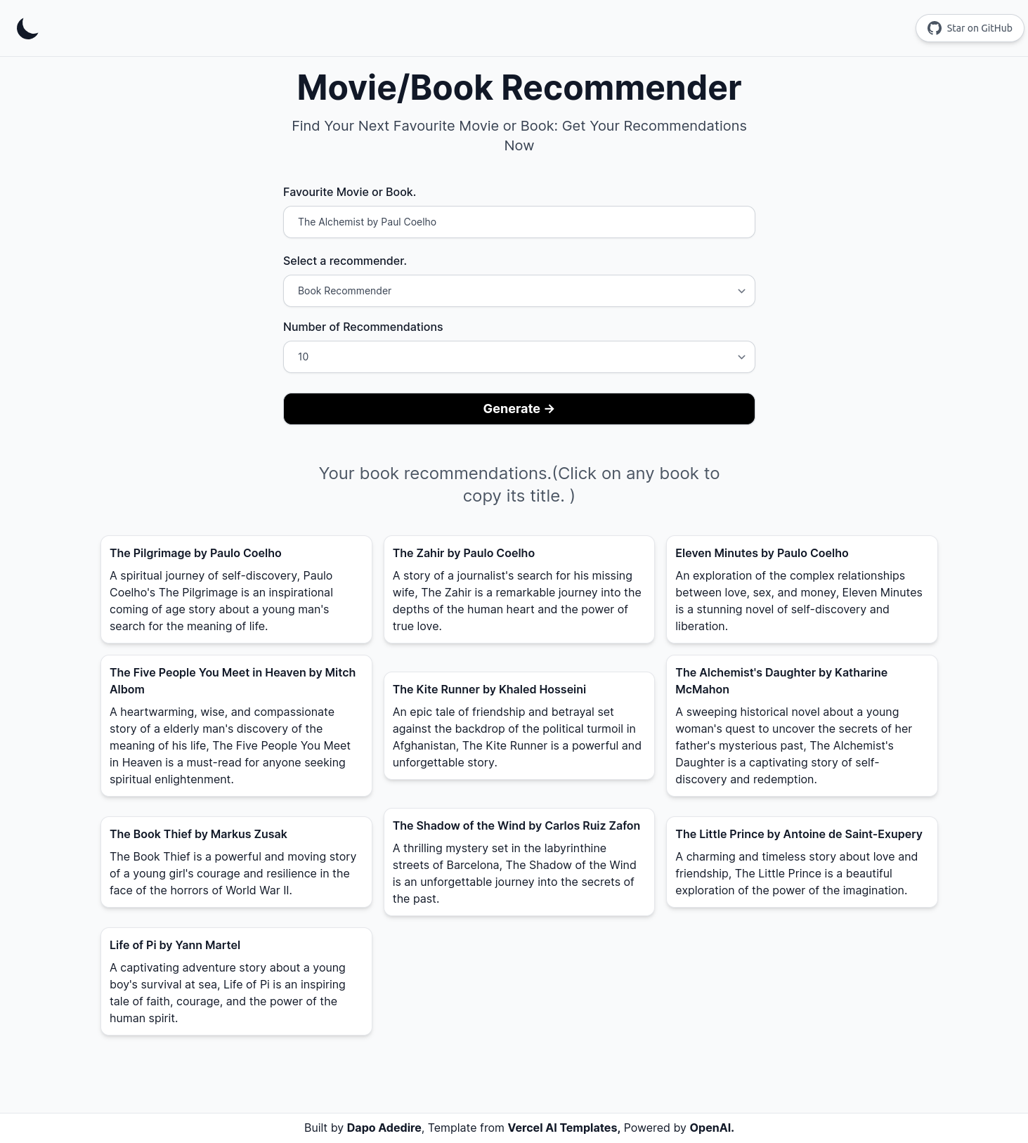 Movie/Book Recommender