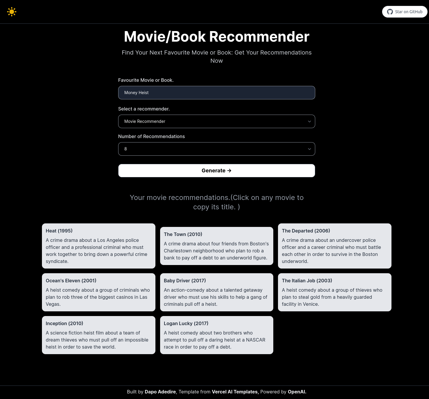 Movie/Book Recommender