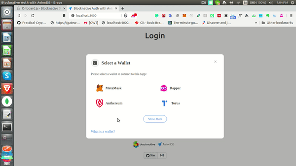 Authereum based Auth with AvionDB