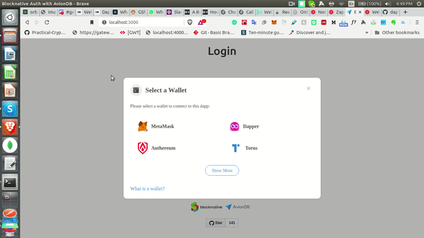 Metamask based Auth with AvionDB