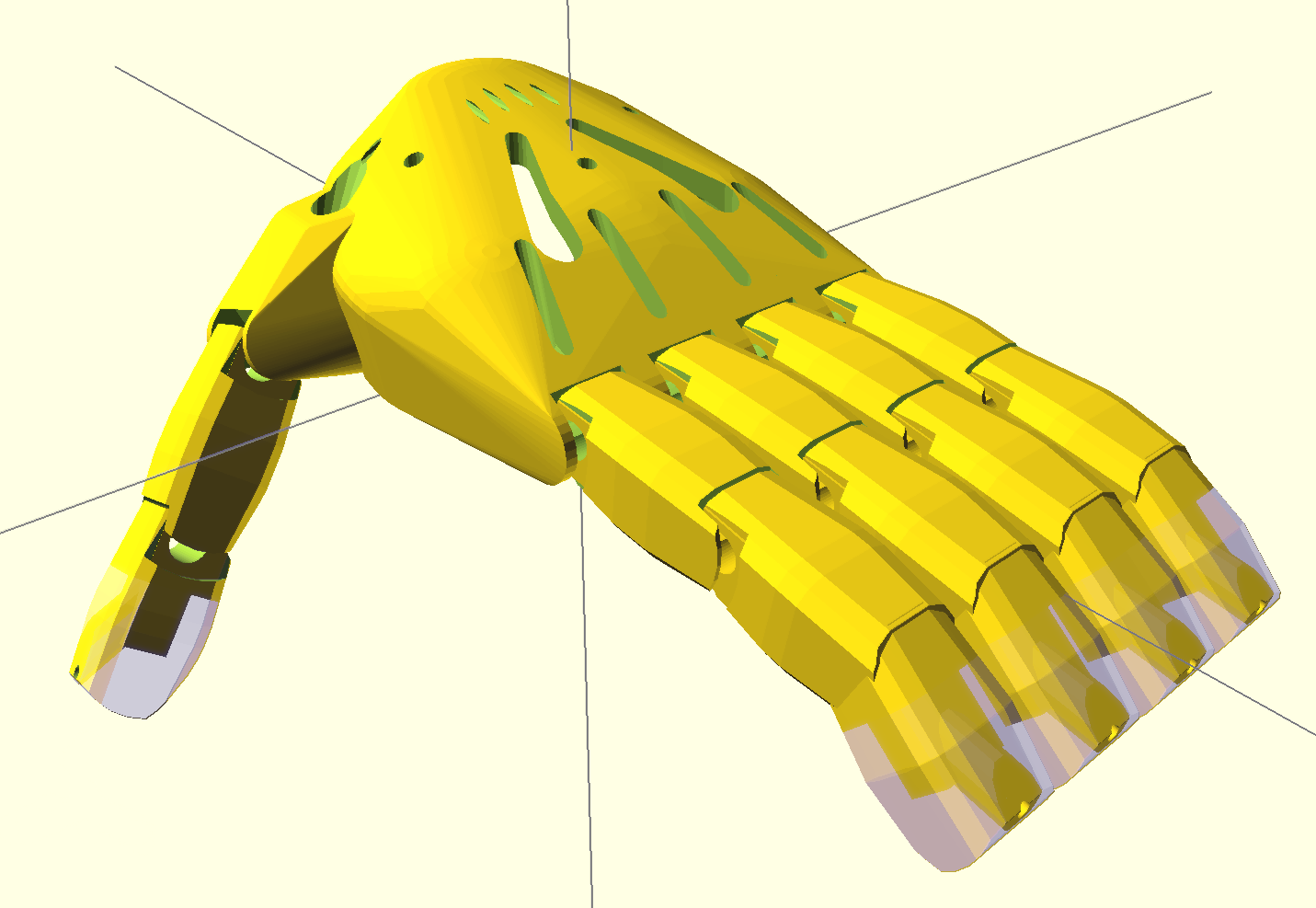 Screenshot of Flexy Beast hand in OpenSCAD