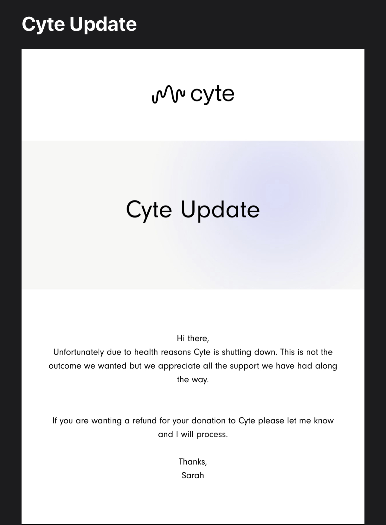 Cyte Update