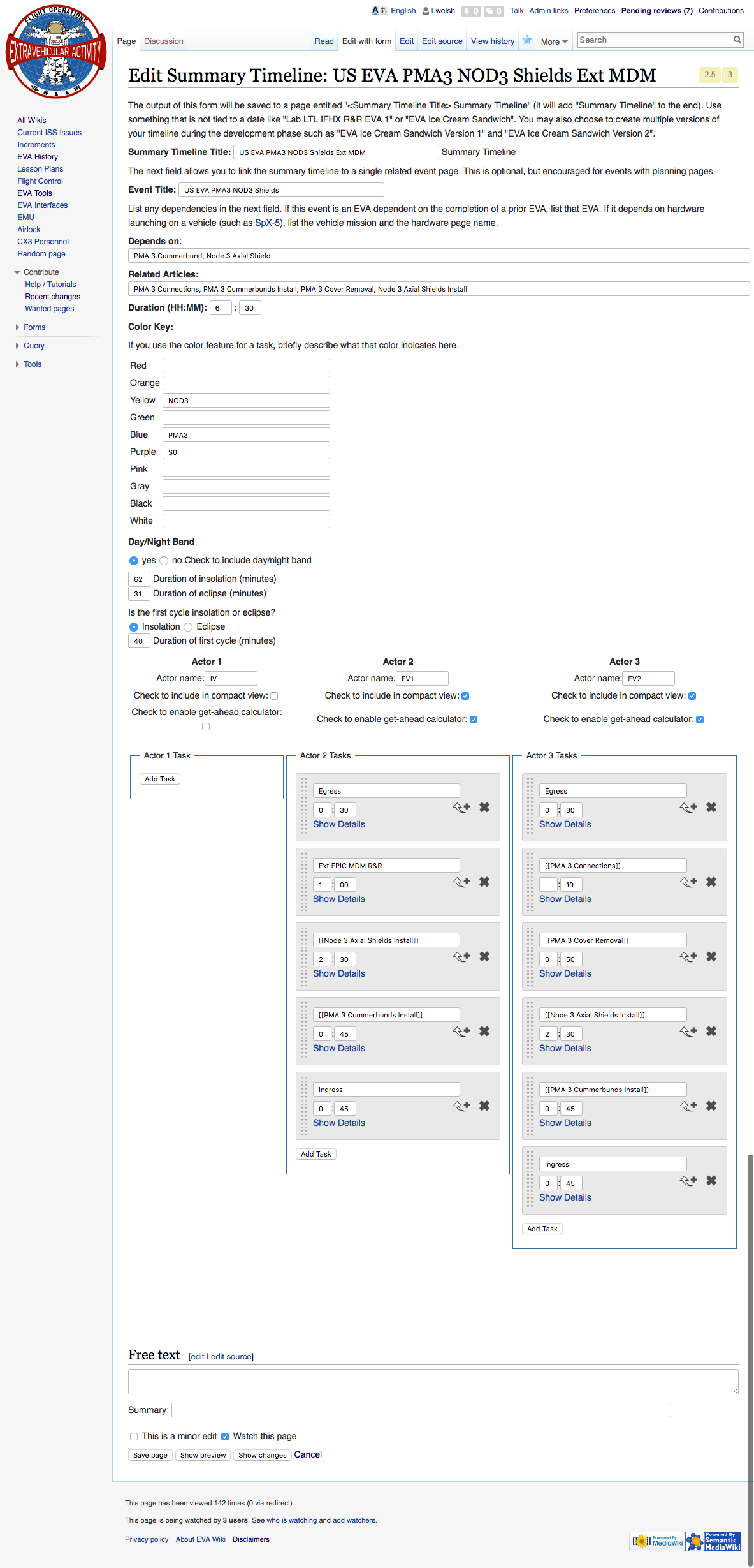 Sample Summary Timeline Edit by Form Screenshot