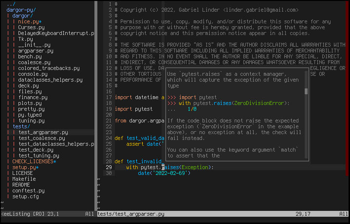 vim with dark background