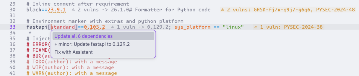 with dependi
