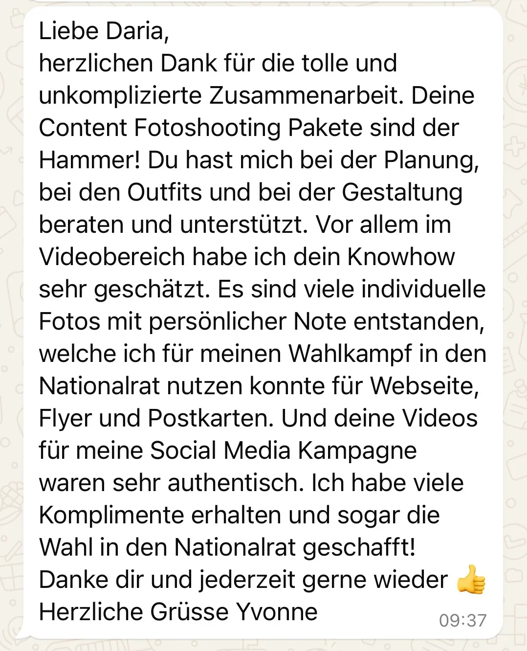 Kundenfeedback Yvonne Bürgin