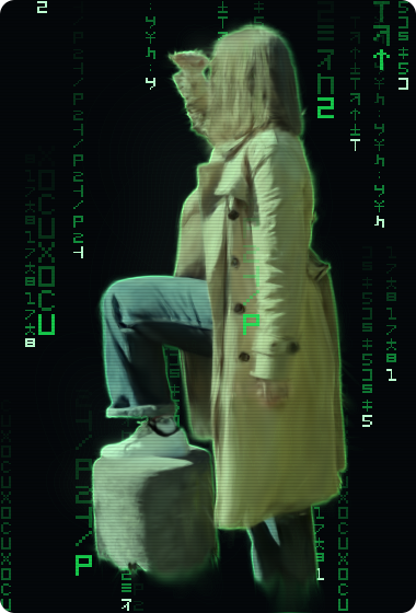 A Gaussian splat of me, rotating, in matrix style.