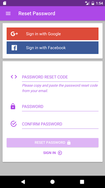 password reset card