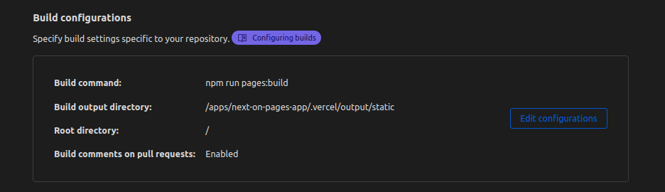 Pages build Settings