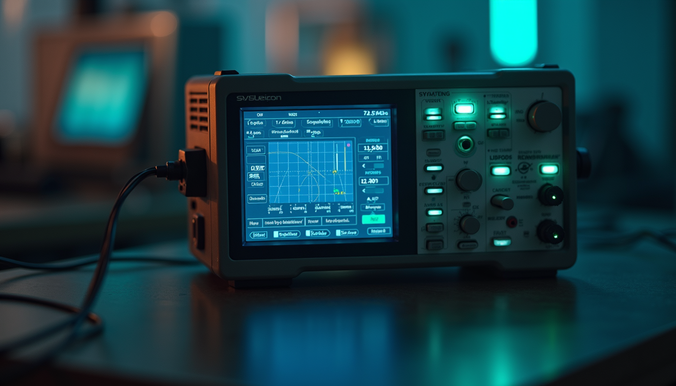 Close-up of an electromagnetic interference testing device
