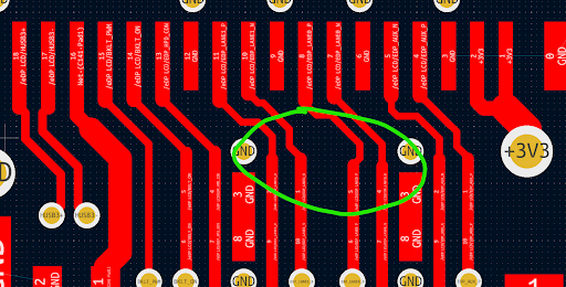 Example of impedance mismatch along the traces.