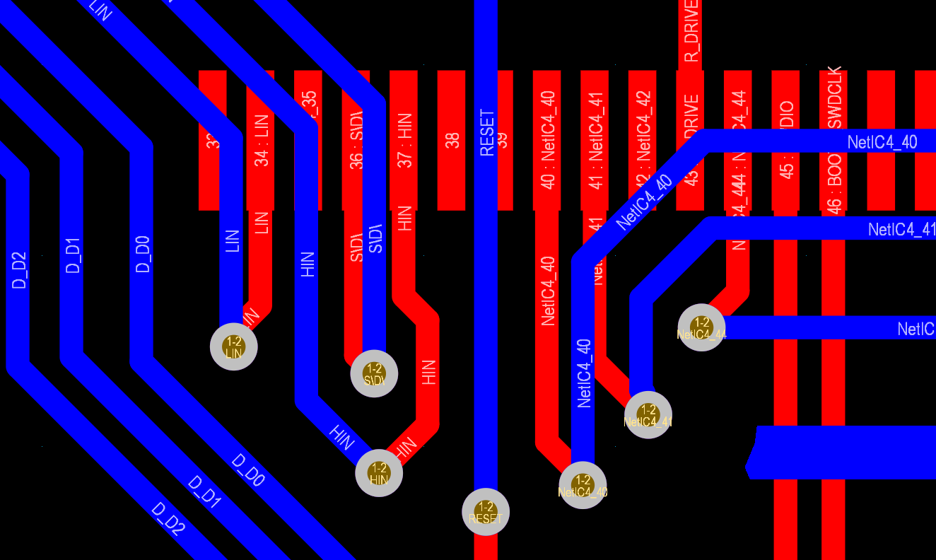 Figure 14 - Example of signal vias without stitching vias next to each other.