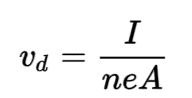 Drift velocity formula