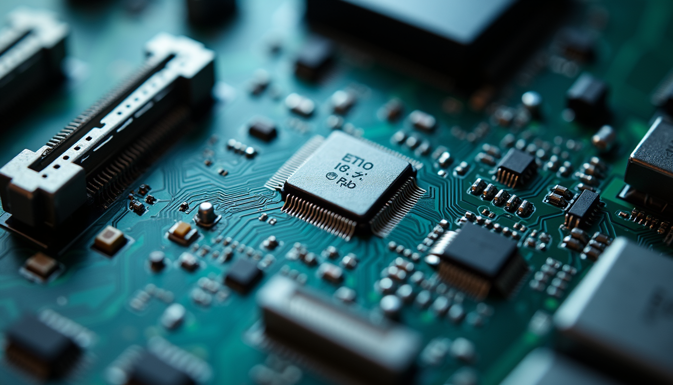 High angle view of a PCB demonstrating effective stitching vias