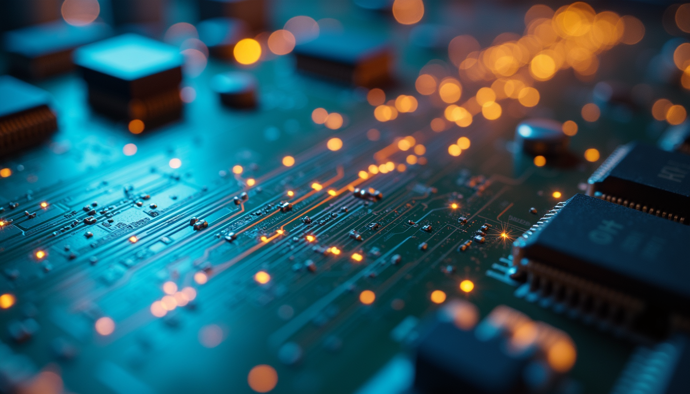 Eye-level view of PCB traces undergoing impedance changes