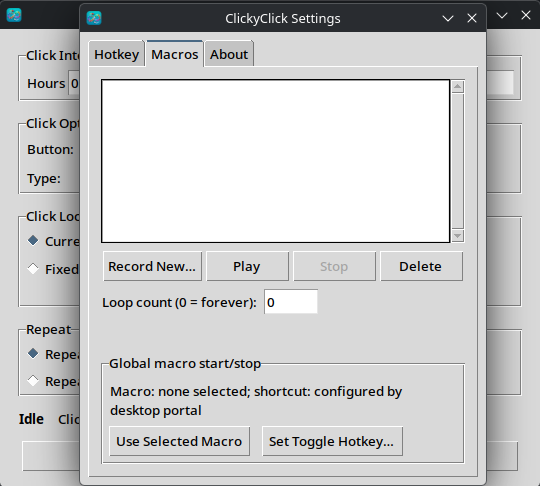 ClickyClick macro settings