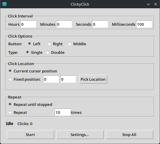 ClickyClick main window
