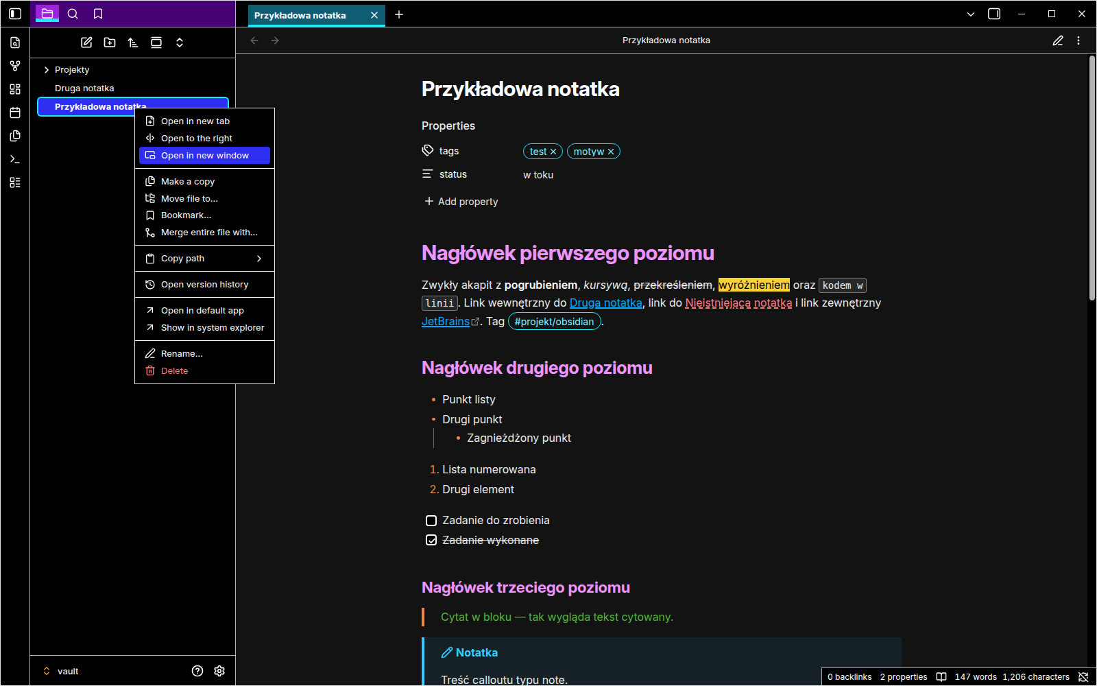 Context menu