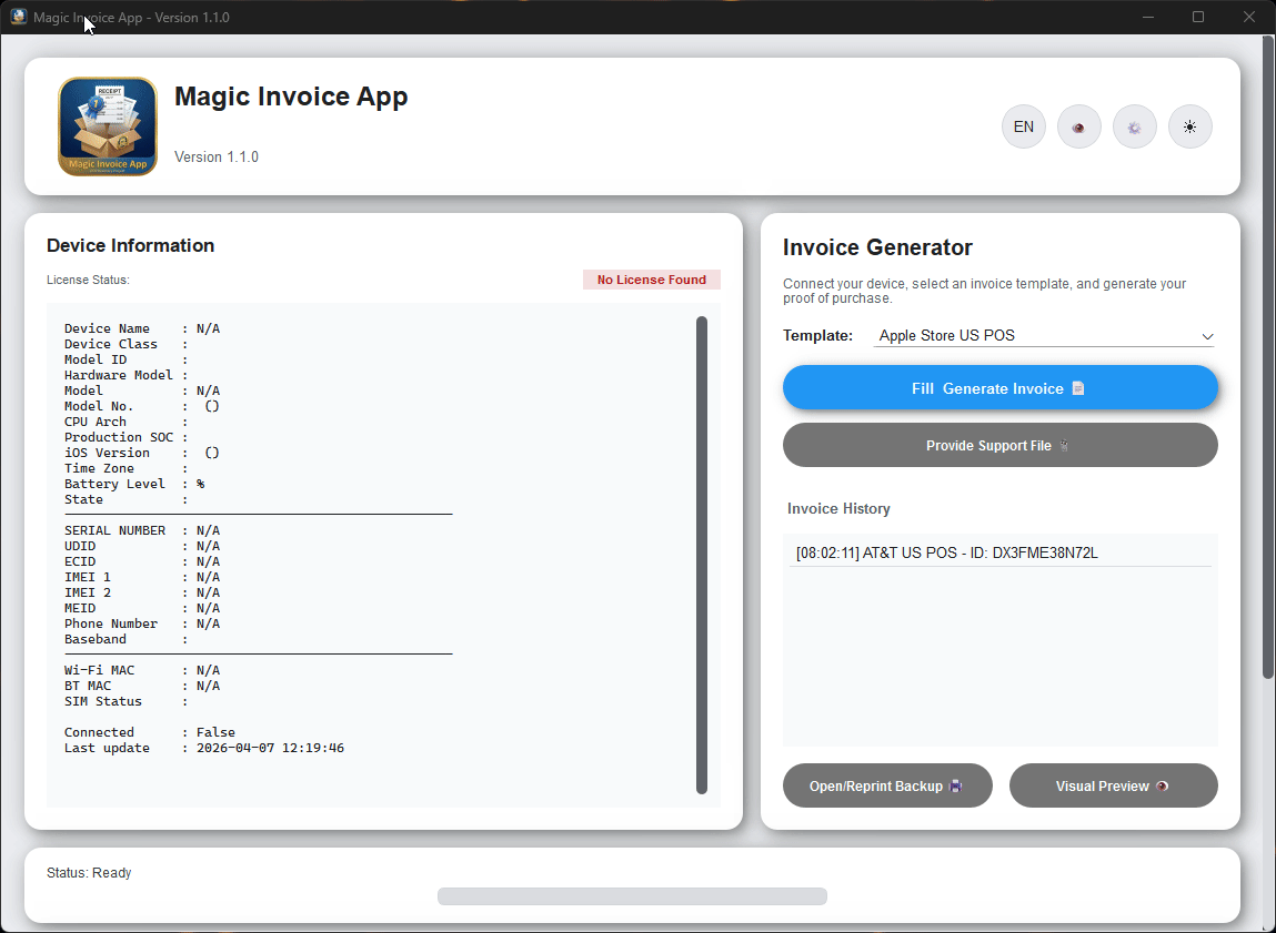 Magic Invoice User Interface