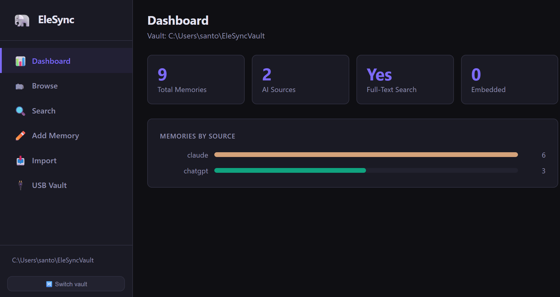 EleSync web UI dashboard
