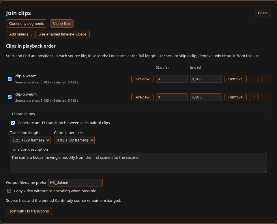 Director clip assembly dialog