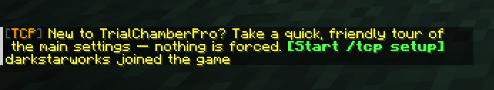 The /tcp setup clickable-chat prompt in-game
