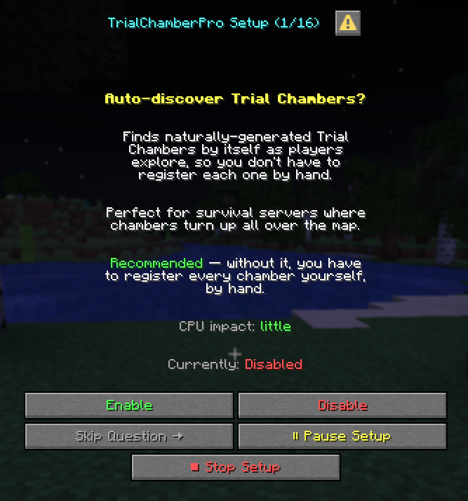 The /tcp setup tour rendered as a native Dialog popup