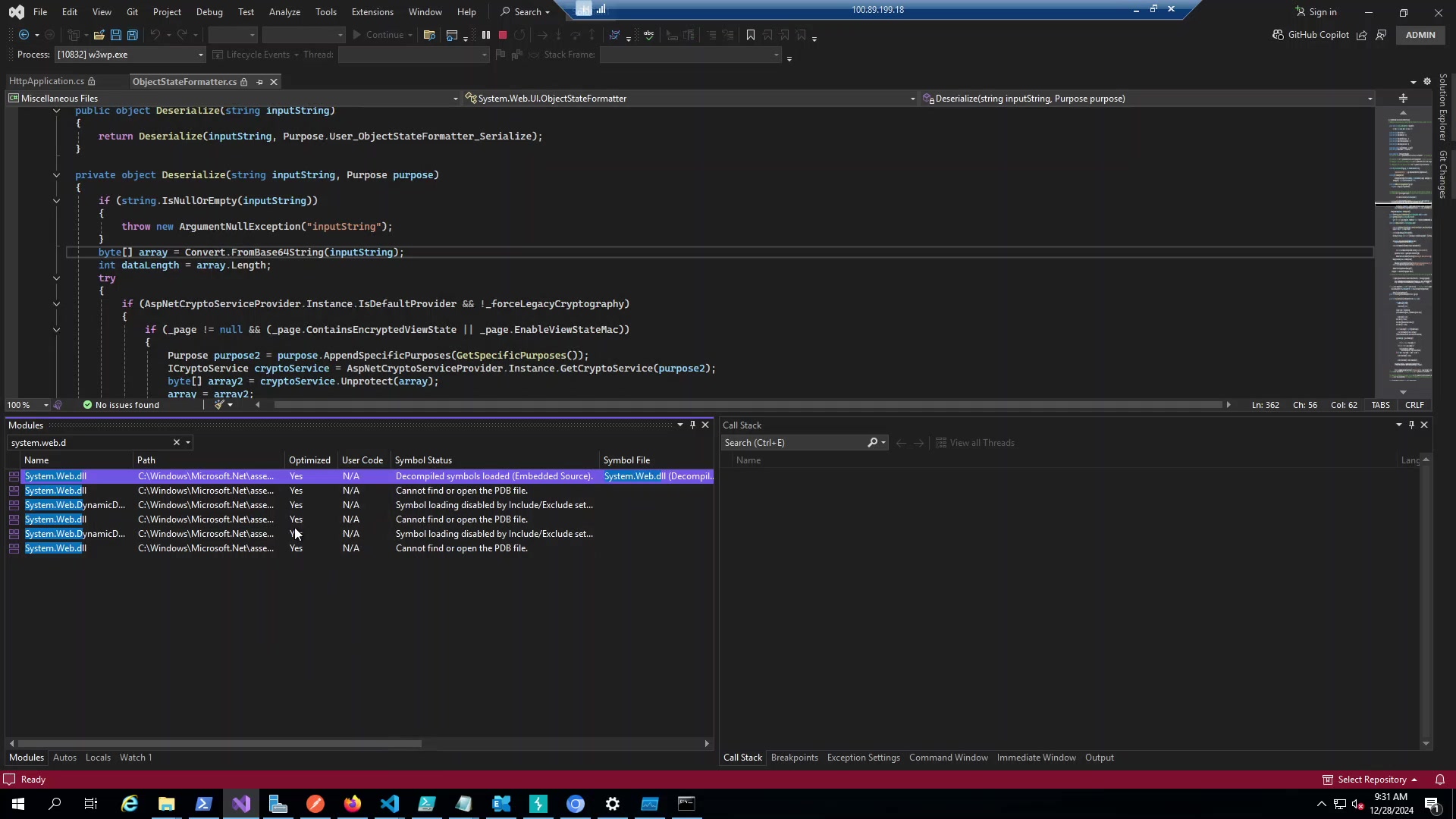 Modules window