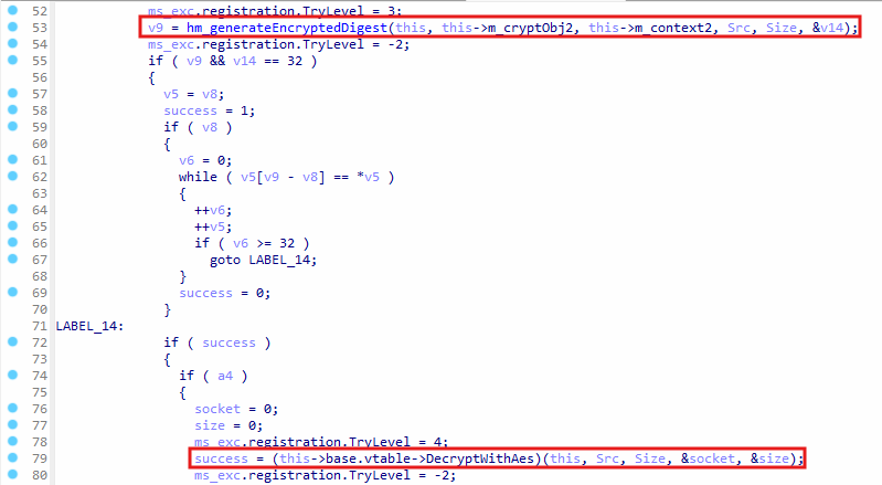 Check SHA1 hash of data and decrypt