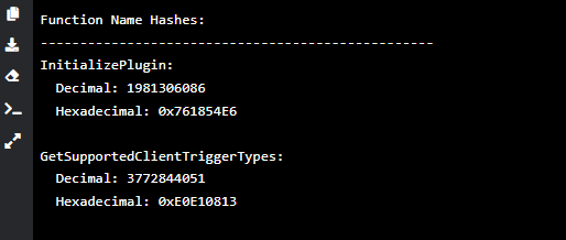 Function name hashes