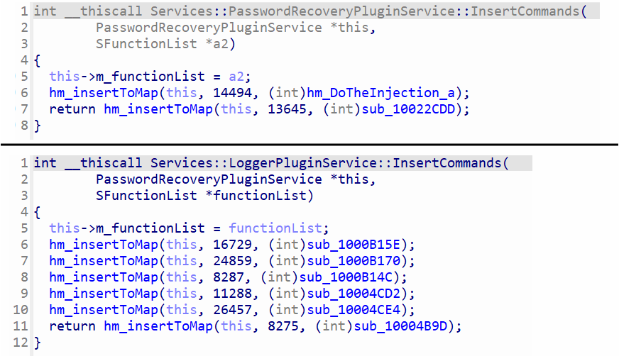 PasswordRecovery and Logger command map