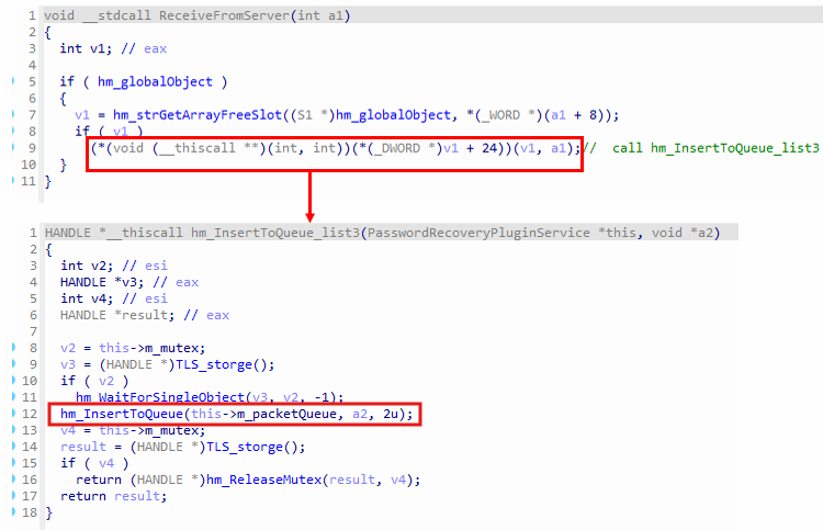 ReceiveFromServer exported function