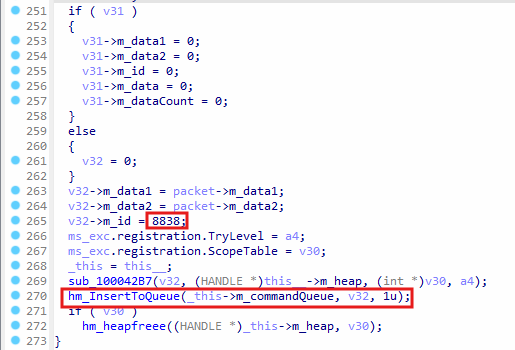 Response packet created in `hm_DoTheInjection_b`