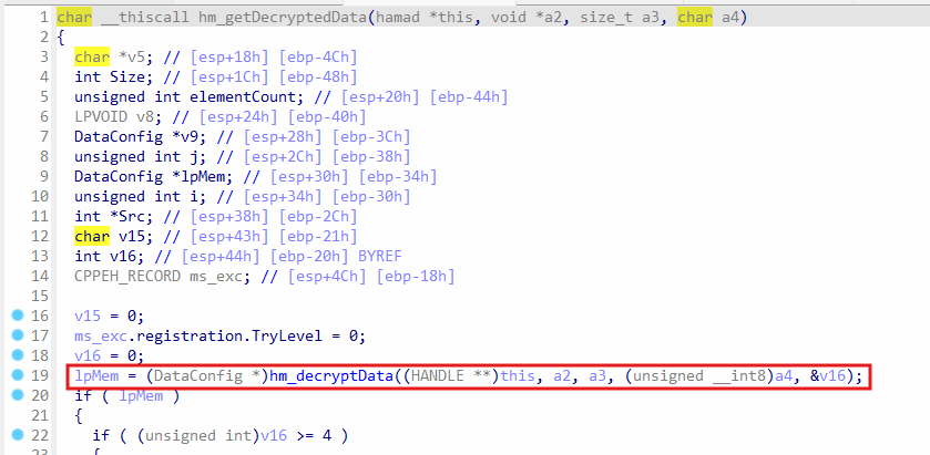 Call to hm_decryptData for the resource
