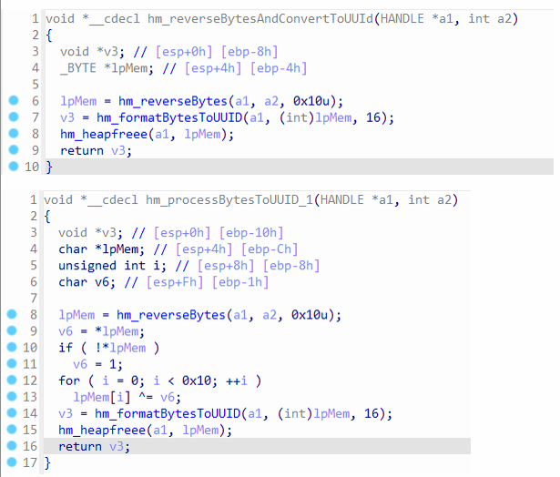 Code for hm_reverseBytesAndConvertToUUId and hm_processBytesToUUID_1