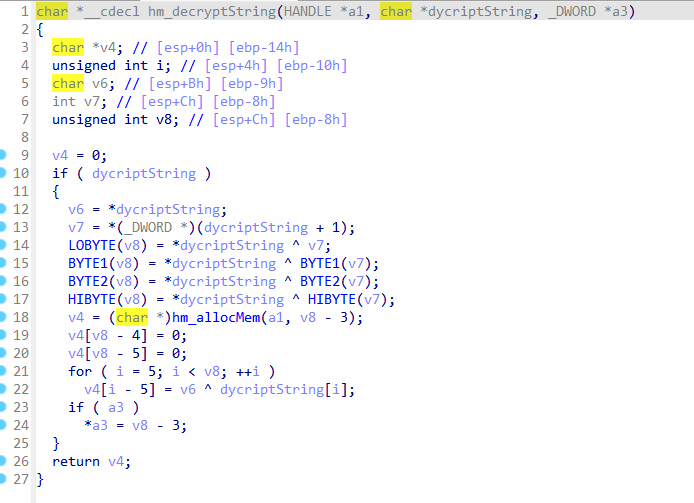 Function for decrypting ASCII strings