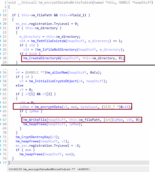 Writes encrypted data to `index.da`