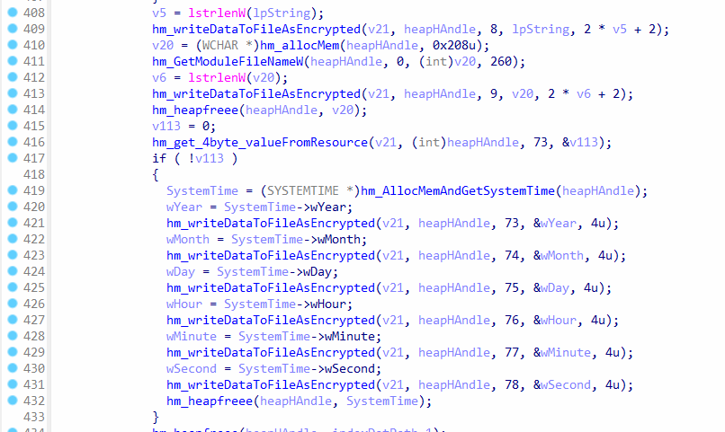 Writing module name and system time to `index.dat`