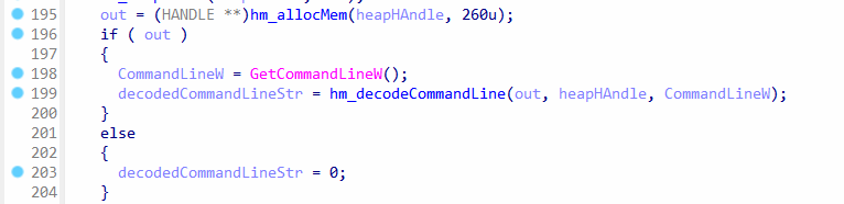 Command line is accessed and decoded