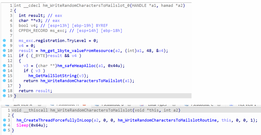 Write random characters to mail slot