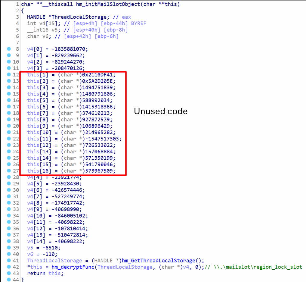 Initialization of mail slot object