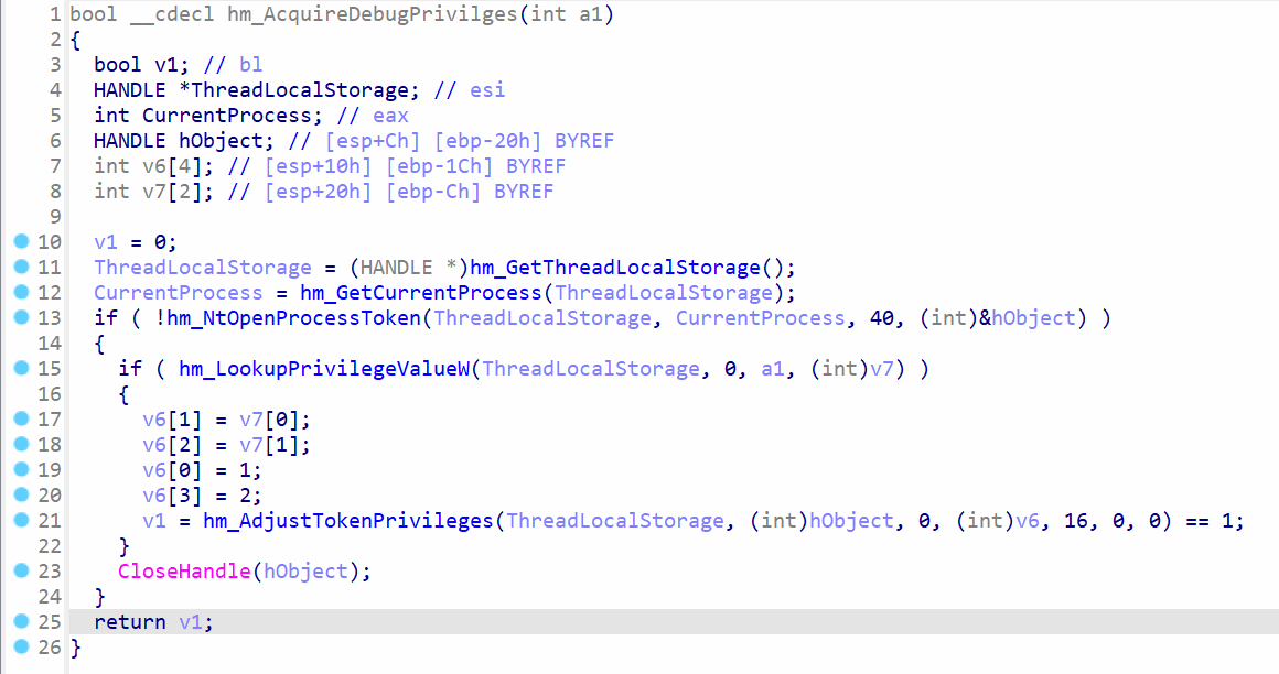 Adjusting token privileges