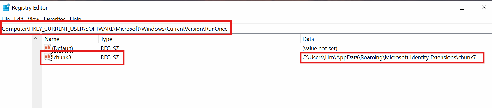 RunOnce persistence key 