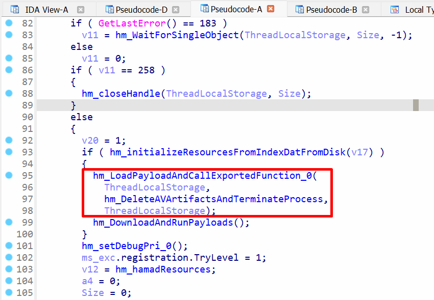 Loading a payload and deletion of persistence artifacts