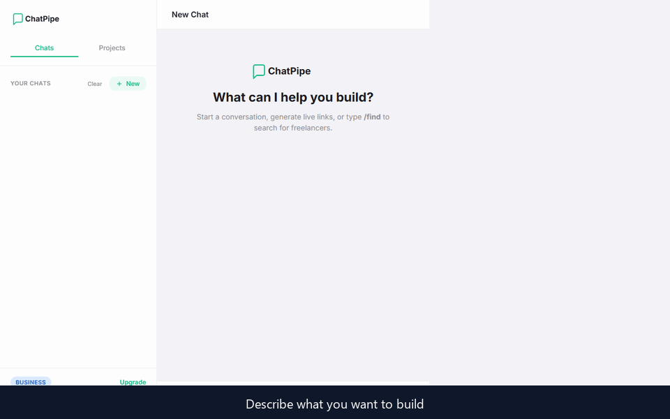 ChatPipe demo — describe, generate, publish